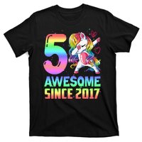 Awesome Since 2017 Unicorn 5th Birthday 5 Years Old T-Shirt