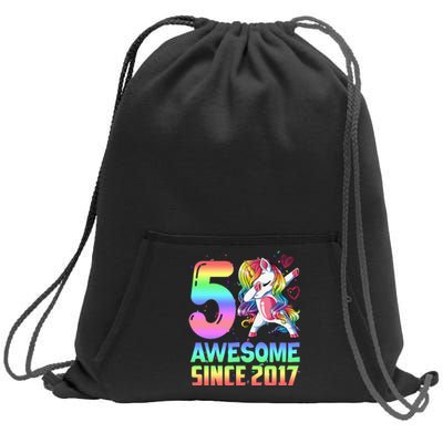 Awesome Since 2017 Unicorn 5th Birthday 5 Years Old Sweatshirt Cinch Pack Bag