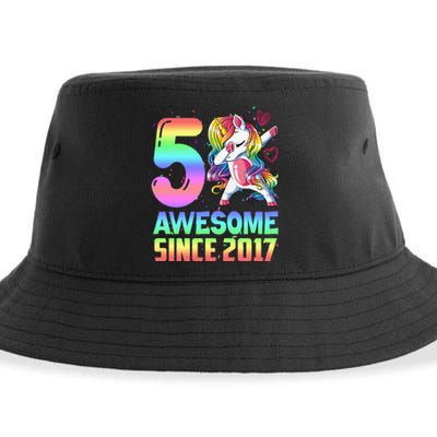 Awesome Since 2017 Unicorn 5th Birthday 5 Years Old Sustainable Bucket Hat