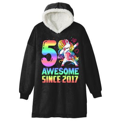 Awesome Since 2017 Unicorn 5th Birthday 5 Years Old Hooded Wearable Blanket