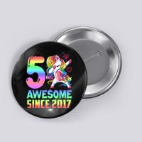 Awesome Since 2017 Unicorn 5th Birthday 5 Years Old Button