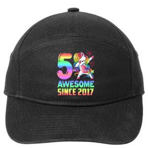 Awesome Since 2017 Unicorn 5th Birthday 5 Years Old 7-Panel Snapback Hat