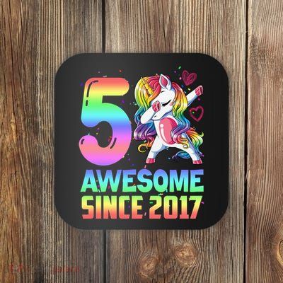 Awesome Since 2017 Unicorn 5th Birthday 5 Years Old Coaster