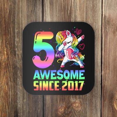 Awesome Since 2017 Unicorn 5th Birthday 5 Years Old Coaster