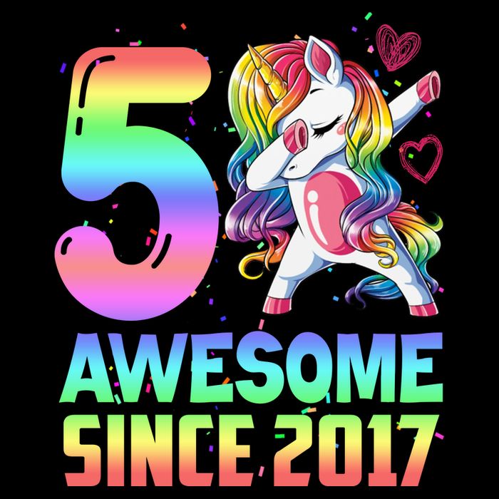 Awesome Since 2017 Unicorn 5th Birthday 5 Years Old Flatbill Hat