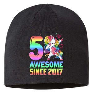 Awesome Since 2017 Unicorn 5th Birthday 5 Years Old Sustainable Beanie