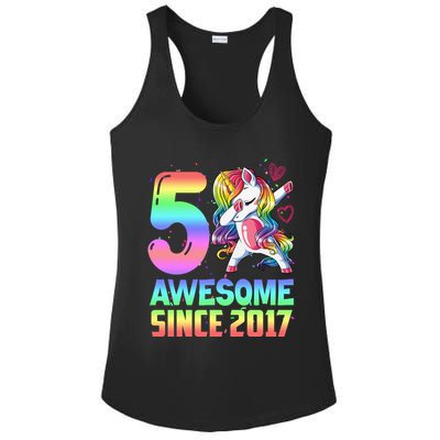 Awesome Since 2017 Unicorn 5th Birthday 5 Years Old Ladies PosiCharge Competitor Racerback Tank