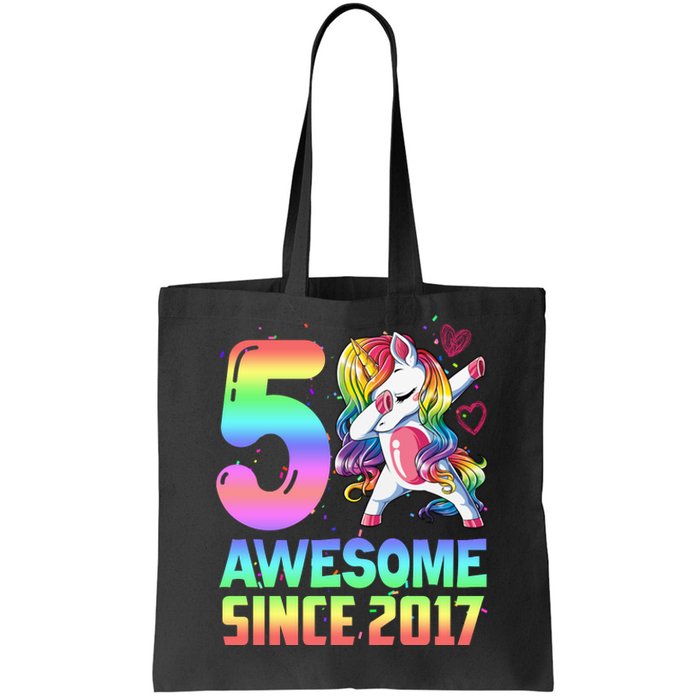 Awesome Since 2017 Unicorn 5th Birthday 5 Years Old Tote Bag