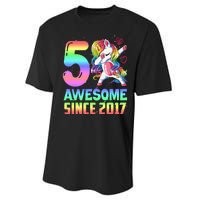 Awesome Since 2017 Unicorn 5th Birthday 5 Years Old Performance Sprint T-Shirt