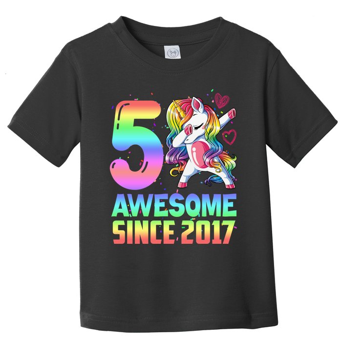 Awesome Since 2017 Unicorn 5th Birthday 5 Years Old Toddler T-Shirt