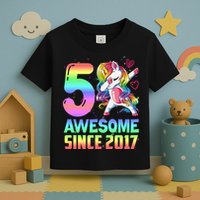 Awesome Since 2017 Unicorn 5th Birthday 5 Years Old Toddler T-Shirt