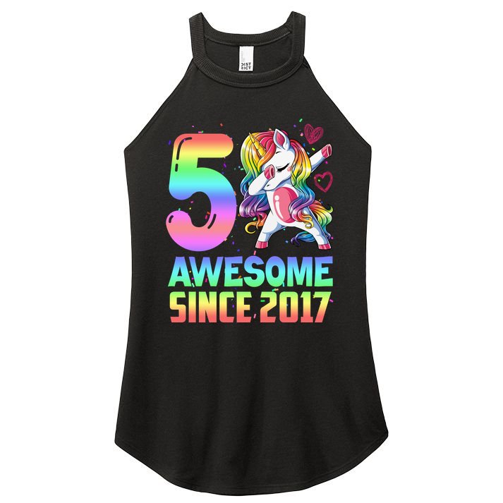Awesome Since 2017 Unicorn 5th Birthday 5 Years Old Women's Perfect Tri Rocker Tank