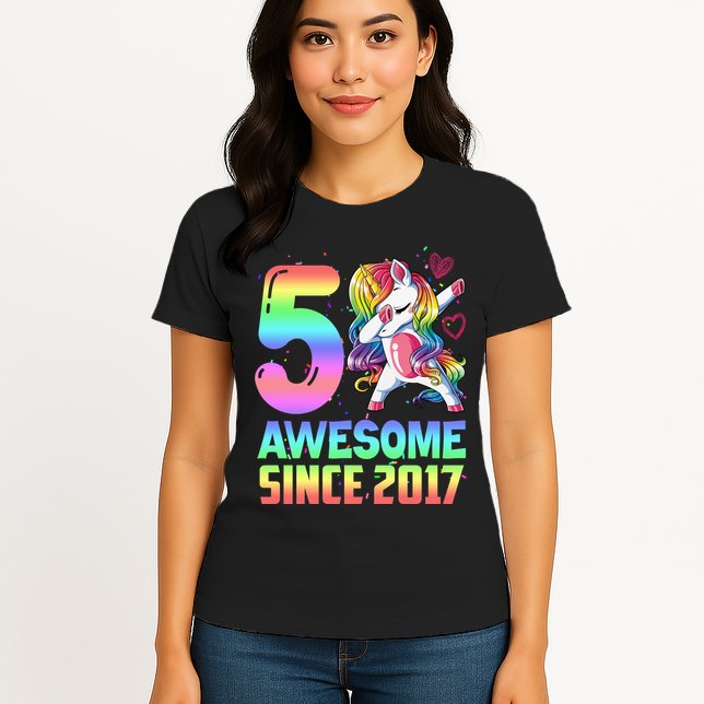 Awesome Since 2017 Unicorn 5th Birthday 5 Years Old Womens T-Shirt