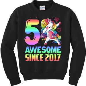 Awesome Since 2017 Unicorn 5th Birthday 5 Years Old Kids Sweatshirt