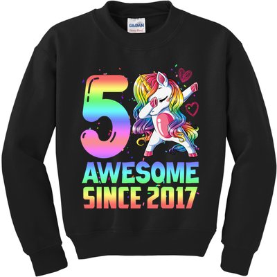 Awesome Since 2017 Unicorn 5th Birthday 5 Years Old Kids Sweatshirt