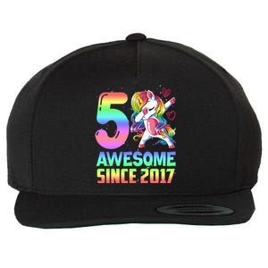 Awesome Since 2017 Unicorn 5th Birthday 5 Years Old Wool Snapback Cap