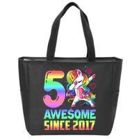 Awesome Since 2017 Unicorn 5th Birthday 5 Years Old Zip Tote Bag