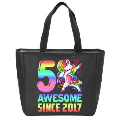 Awesome Since 2017 Unicorn 5th Birthday 5 Years Old Zip Tote Bag