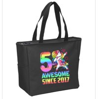 Awesome Since 2017 Unicorn 5th Birthday 5 Years Old Zip Tote Bag