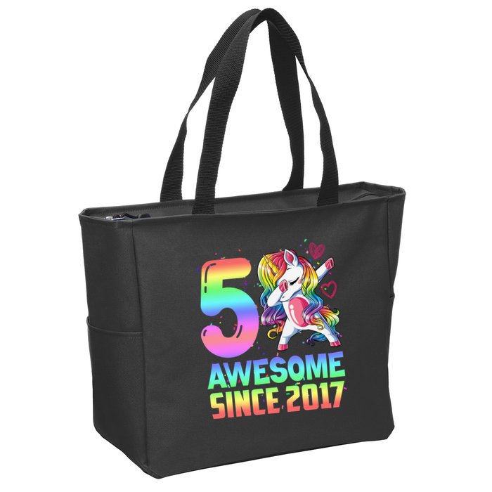 Awesome Since 2017 Unicorn 5th Birthday 5 Years Old Zip Tote Bag