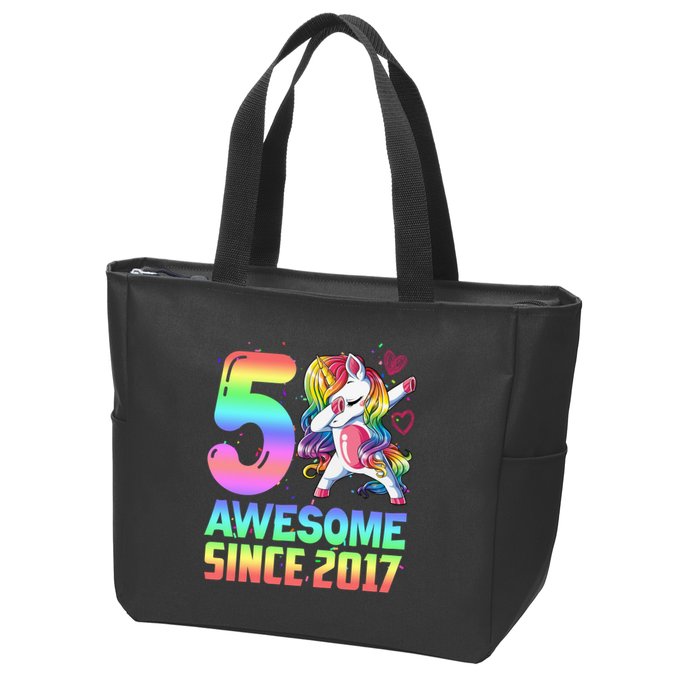 Awesome Since 2017 Unicorn 5th Birthday 5 Years Old Zip Tote Bag