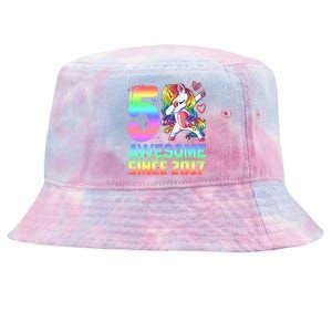 Awesome Since 2017 Unicorn 5th Birthday 5 Years Old Tie-Dyed Bucket Hat