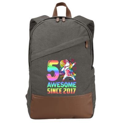 Awesome Since 2017 Unicorn 5th Birthday 5 Years Old Cotton Canvas Backpack