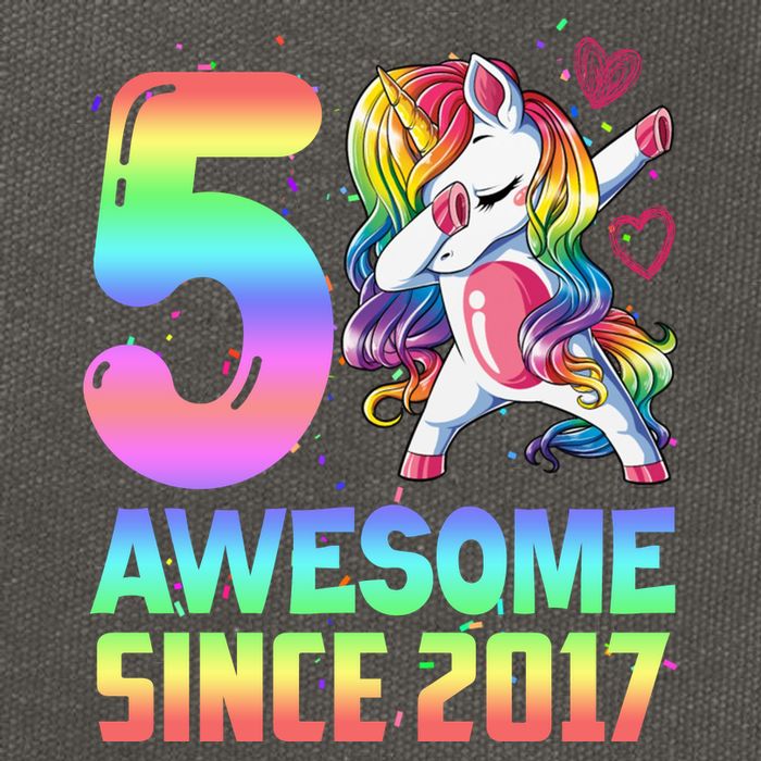 Awesome Since 2017 Unicorn 5th Birthday 5 Years Old Cotton Canvas Backpack