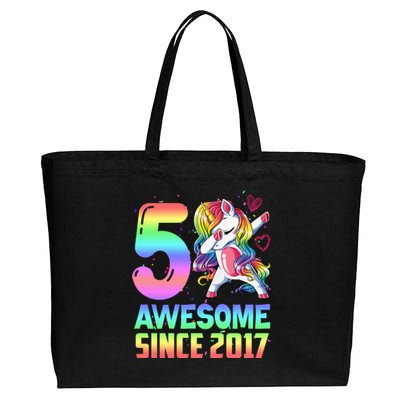 Awesome Since 2017 Unicorn 5th Birthday 5 Years Old Cotton Canvas Jumbo Tote