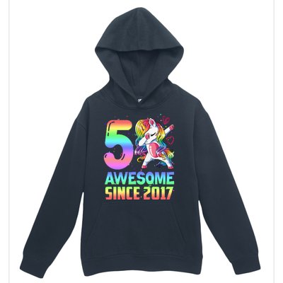 Awesome Since 2017 Unicorn 5th Birthday 5 Years Old Urban Pullover Hoodie