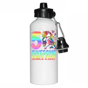 Awesome Since 2017 Unicorn 5th Birthday 5 Years Old Aluminum Water Bottle