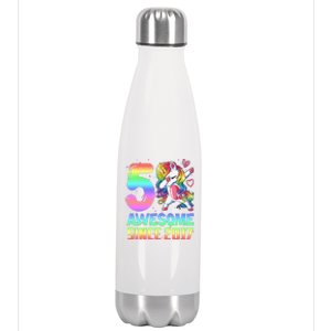 Awesome Since 2017 Unicorn 5th Birthday 5 Years Old Stainless Steel Insulated Water Bottle