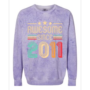 Awesome Since 2011 Birthday Retro Colorblast Crewneck Sweatshirt