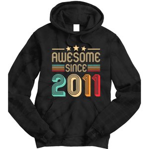 Awesome Since 2011 Birthday Retro Tie Dye Hoodie