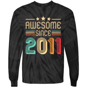 Awesome Since 2011 Birthday Retro Tie-Dye Long Sleeve Shirt