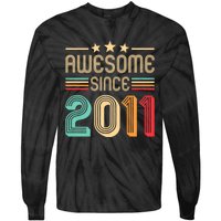 Awesome Since 2011 Birthday Retro Tie-Dye Long Sleeve Shirt