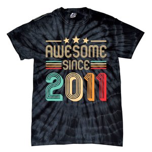 Awesome Since 2011 Birthday Retro Tie-Dye T-Shirt