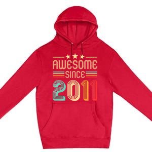 Awesome Since 2011 Birthday Retro Premium Pullover Hoodie