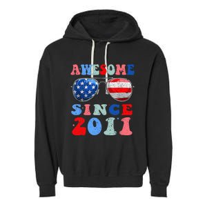 Awesome Since 2011 12 Years Birthday 4th of July Garment-Dyed Fleece Hoodie