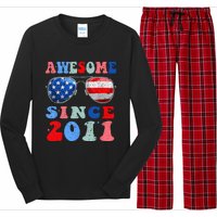 Awesome Since 2011 12 Years Birthday 4th of July Long Sleeve Pajama Set