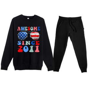 Awesome Since 2011 12 Years Birthday 4th of July Premium Crewneck Sweatsuit Set