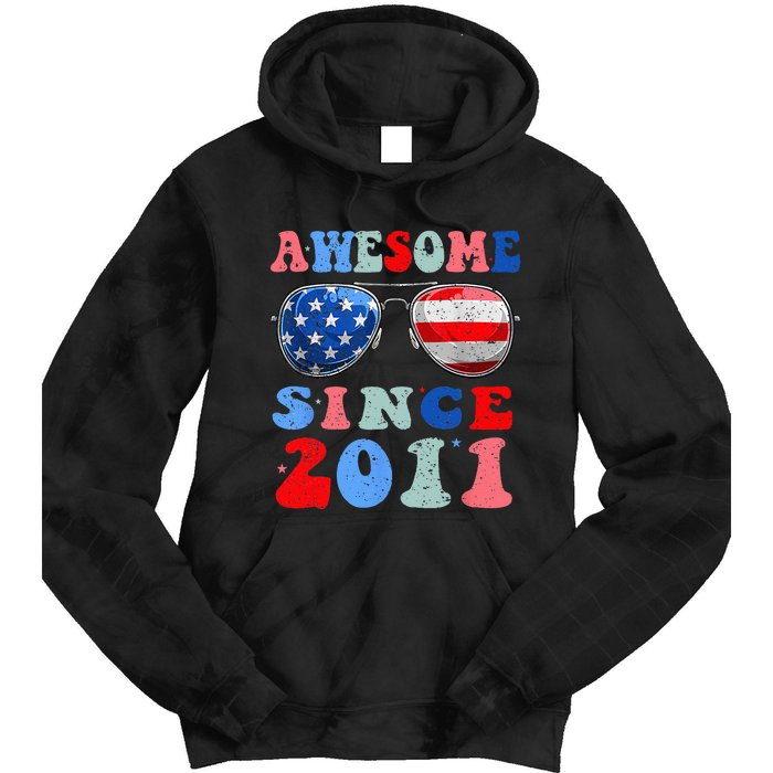 Awesome Since 2011 12 Years Birthday 4th of July Tie Dye Hoodie