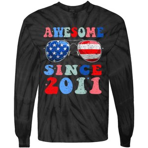 Awesome Since 2011 12 Years Birthday 4th of July Tie-Dye Long Sleeve Shirt