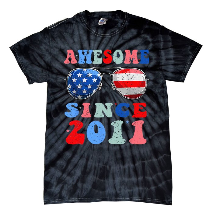 Awesome Since 2011 12 Years Birthday 4th of July Tie-Dye T-Shirt