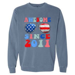 Awesome Since 2011 12 Years Birthday 4th of July Garment-Dyed Sweatshirt