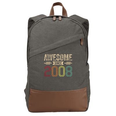 Awesome Since 2008 15th Birthday Retro Cotton Canvas Backpack