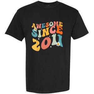 Awesome Since 2011 12 Years Old 12th Birthday Groovy Retro Garment-Dyed Heavyweight T-Shirt