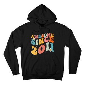 Awesome Since 2011 12 Years Old 12th Birthday Groovy Retro Hoodie