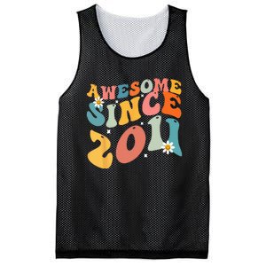 Awesome Since 2011 12 Years Old 12th Birthday Groovy Retro Mesh Reversible Basketball Jersey Tank