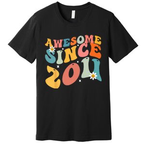 Awesome Since 2011 12 Years Old 12th Birthday Groovy Retro Premium T-Shirt